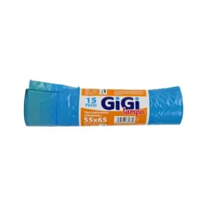 GIGI LAMPO SACCHI PATTUMIERA 55x65 AZZURRI CON MANICO 15 PZ