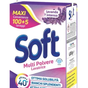 Soft Polvere Detersivo Lavatrice 105 Misurini 6,3 Kg Lavanda